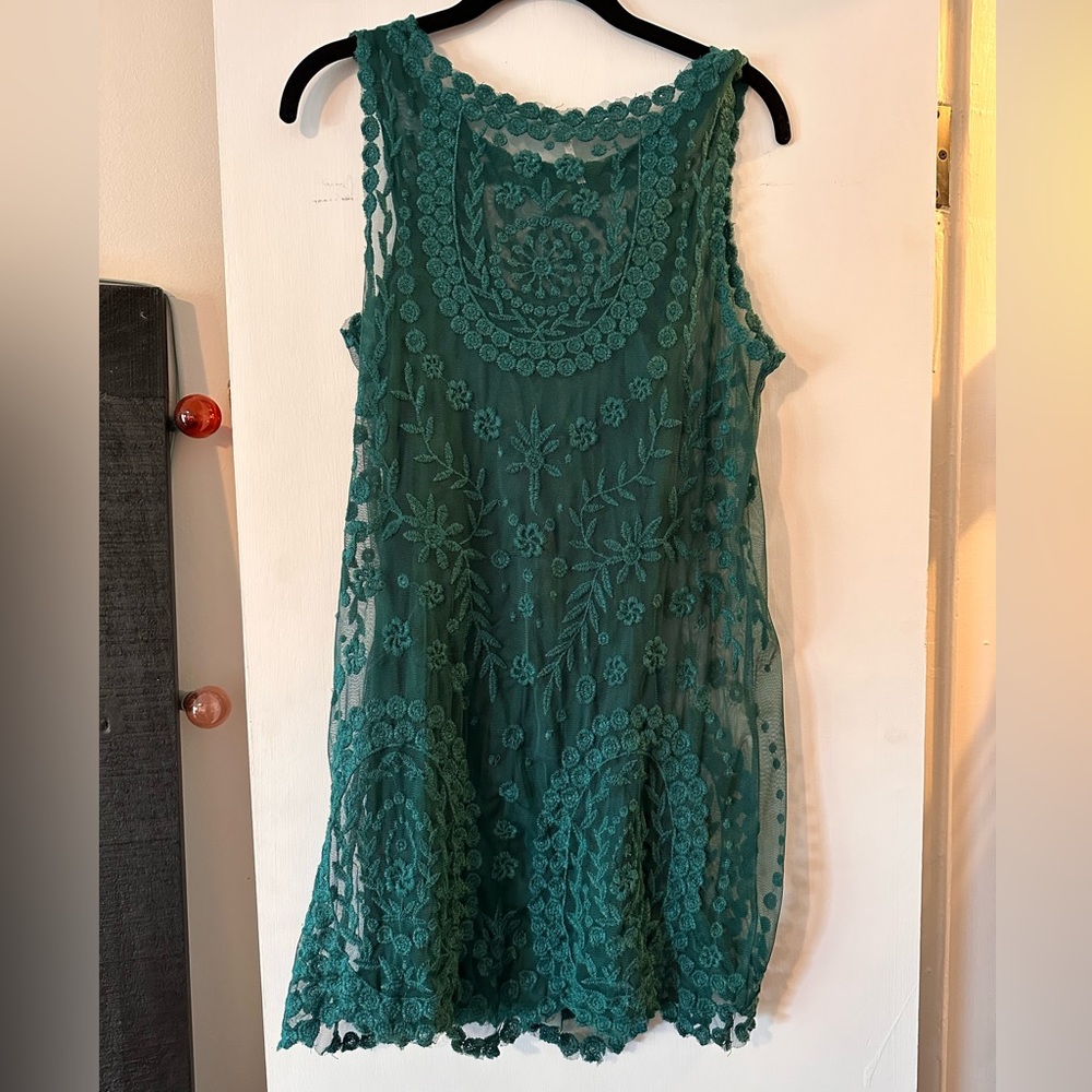 Free People paisley/lace cocktail dress in teal (size M)